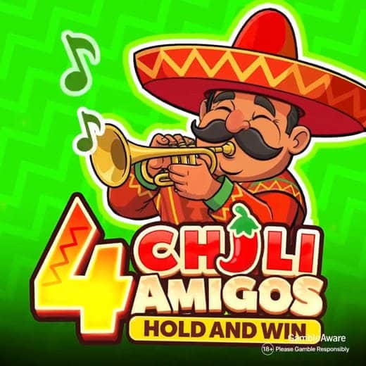 4 Chili Amigos Hold and Win video slot logo and character