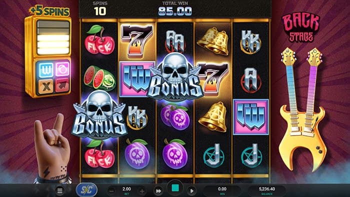 Guitar Quest video slot main gameplay