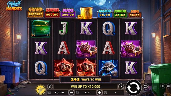 Midnight Bandits video slot base gameplay