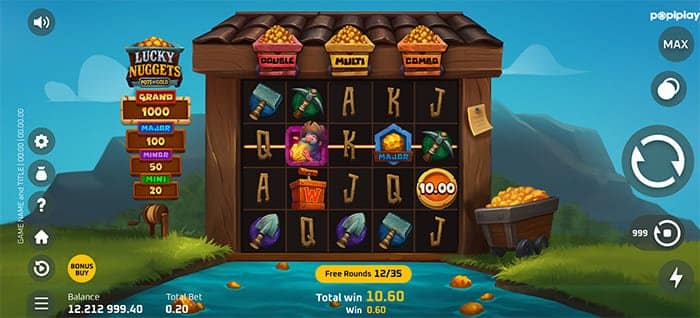3 Lucky Nuggets video slot base game