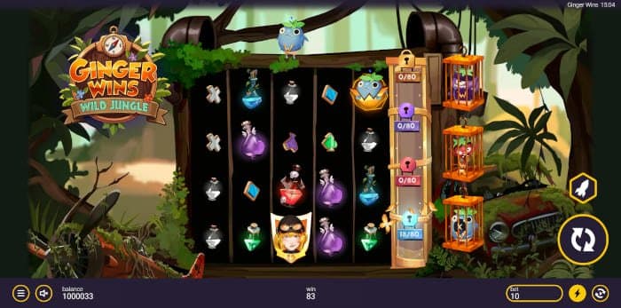 Ginger Wins Wild Jungle video slot base game