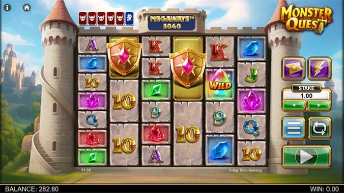 Monster Quest video slot base gameplay