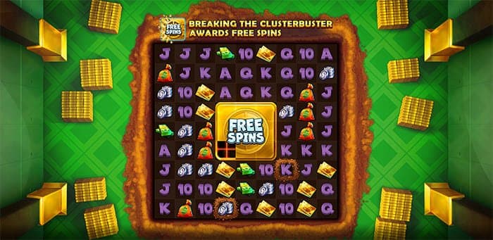 Gold Digger ClusterBuster video slot base gameplay