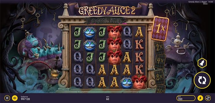 Greedy Alice 2 Bigger Bites video slot base gameplay