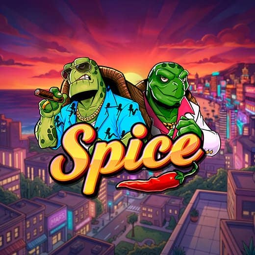 Spice video slot logo and main characters