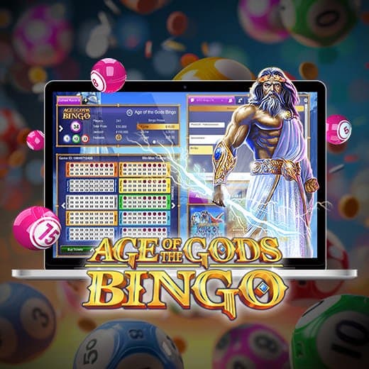 Logo et personnage principal de Age of the Gods Bingo