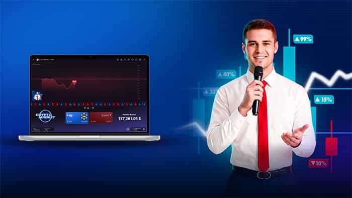 Crypto market simulator live casino game presenter and gameplay