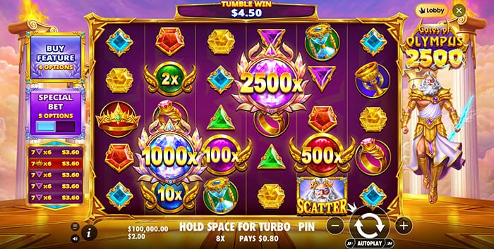 Gates of Olympus 2500 video slot main gameplay