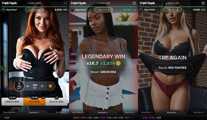 Triple Nipple fast game screens