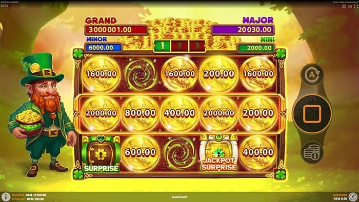 Clover Vault Progressive JP video slot hold and win feature playthrough