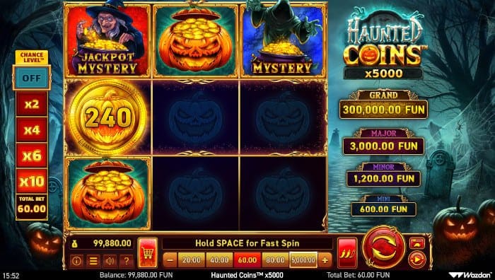 Haunted Coins x5000 video slot base gameplay