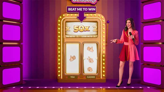 Rock Paper Scissors bonus game in Game Night live dealer show